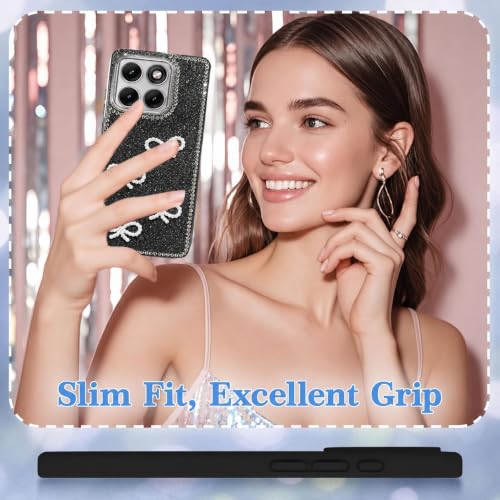 Image of DIZORO for Motorola Moto Edge 70 Fusion 5G Back Cover,Cute Bow Tie Aesthetic Phone Case,Trendy Slim Hard IMD Shockproof Protective Bumper Designer Phone Back Cover for Women Girls Black