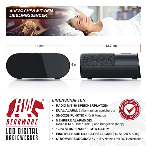 CSL DAB Plus Radiowecker mit USB-Ladeport und 2 Alarmzeiten