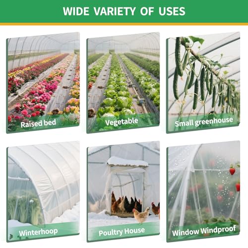 2x10M Gewächshausfolie Schwerlast – 150µm Starke Gartenfolie Transparent – UV-beständige Folie für Gewächshaus, Wetterfest & Wasserdicht, Abdeckfolie für Pflanzen & Gartenbau