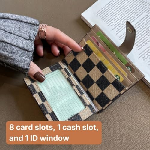 Image of TURBOOST Cute Slim Card Holder Canvas Front Pocket Wallet, Small Credit Card Case for Women (Tan)