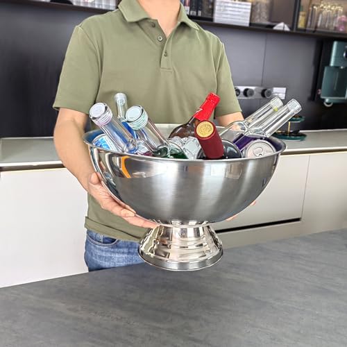 Winsterch 18/8 Stainless Steel Ice Bucket for Parties,Beverage Tub Party Bucket with Scoop,Banquet Champagne Ice Bucket Big Ice Bucket for Parties,Drink Chiller for Parties, Round,12QT (3 Gallon) - Thumbnail 5