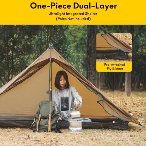 Image of LANSHAN Ultralight Waterproof 1-2 Person Backpacking Tent | Ultralight waterproof nylon, pitch anywhere, for camping & travel.