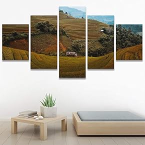 SIGNWIN 5 Panel Canvas Wall Art Greenlands for...