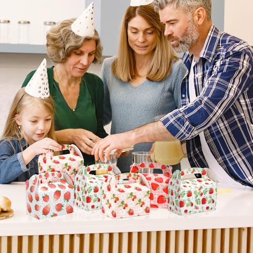 Giantree Pacote com 24 sacos de doces de morango, caixas de presente de festa com tema de morango, c