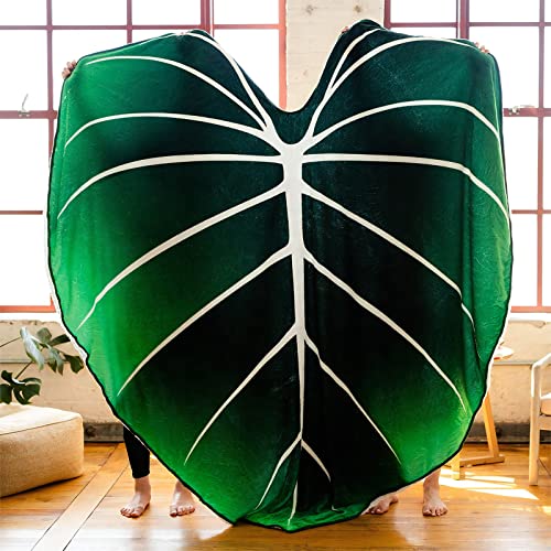 Ujikhv Large Leaf Blanket, Plush Throw Blankets, Throw Blanket For Bed, Large Lush Green Leaf Design Accent For Plant Lovers, Great Gifts For Green Thumbs, Wrapping Towel Decorative (40 X 60) #TOP5