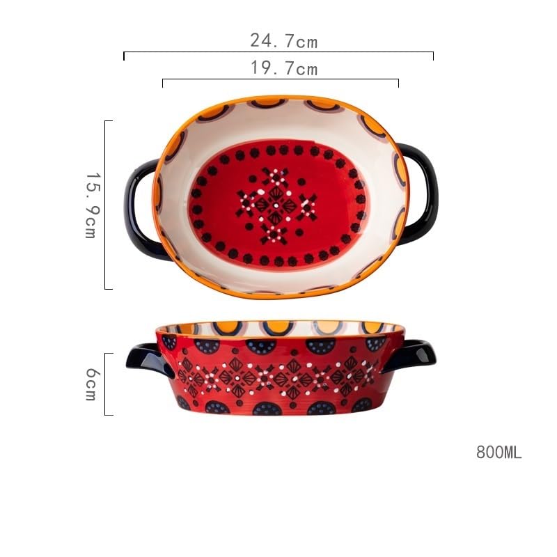 Auflaufformen 800 ml Keramik-Backformen, Backgeschirr-Sets mit Griffen, Lasagneform for Backen, Kuchen, Küche, Mikrowelle, spülmaschinenfest Lasagneform