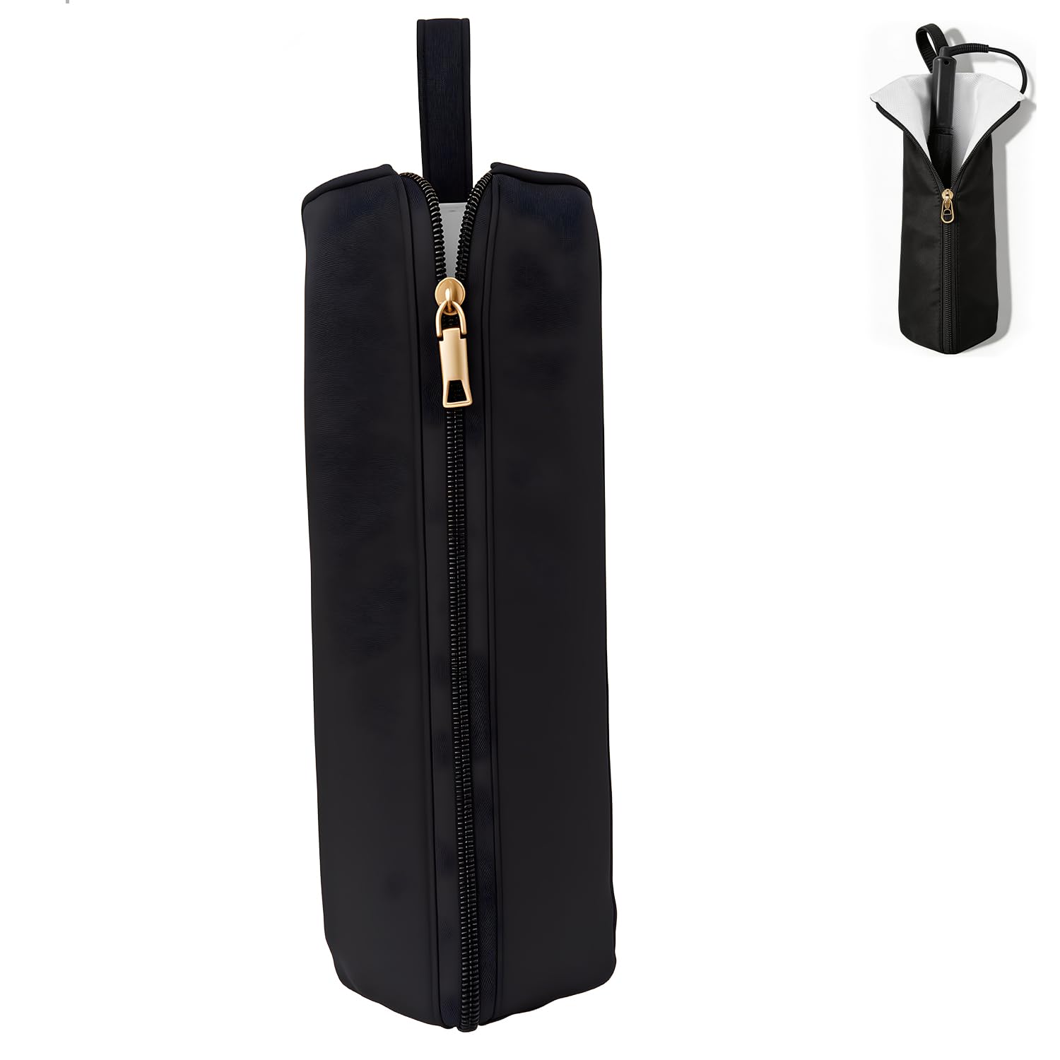 Funda Plancha Pelo Funda Airstrait,Estuche Airstrait con Forro Antiquemadura Adecuado para Tenacillas, Planchas y Otros Utensilios de Peinado,Colgable A Prueba de Agua,Negro
