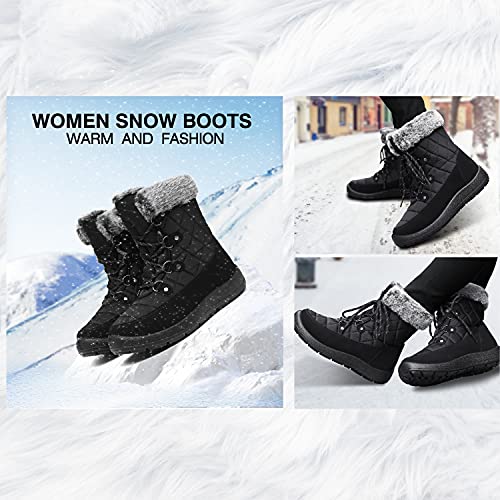 Image of Women's Winter Snow Boots Warm Insulation Outdoor Cold Weather Ankle Boot for Women Lightweight Fur Lined Non Slip Waterproof