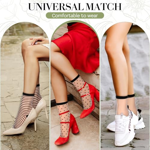 Image of LLOUSSAK 6 Pairs Black Lace, Fishnet Socks for Women, High Elasticity Comfort for Yoga, Casual Wear