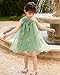 YALLET 5Y 6Y Flower Girl Dresses Halter Neck Sleeveless Homecoming Dress Embroidery Tulle Kids Party Gown for Valentine's Day Easter Wedding Party Birthday Special Occasion(Green,5-6 Years)