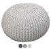 Produktbild ANTARRIS Sitz-Hocker Deko-Hocker Dekohocker Fuß-Ablage Pouf Sitzpouf Sitzpuff Grobstrick Optik Ø 45 cm x 30 cm, 100% Handarbeit extra schadstofffreie Füllung - extra fest und hart Natur - Wollweiß