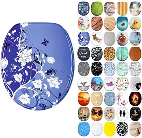 Soft Close Toilet Seat | Stable Hinges | Easy to Mount | Many Different Designs (Lumber)