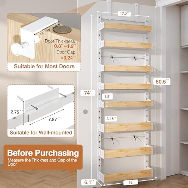 Snackle Box Container with Sealed Lid ¨C 8-Tier Over The Door Pantry Organizer, Heavy-Duty Metal Wall Mount or Hanging Spice Rack