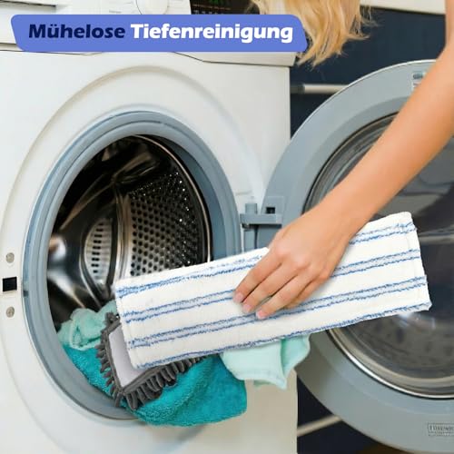 Masthome Wischmopp,Bodenwischer Set mit 4 Wischpads,Chenille Wischmopp mit 128cm Griff,Mikrofaser...