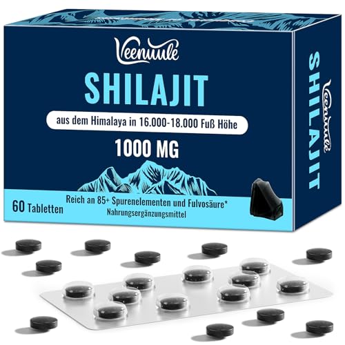 Shilajit Tabletten 30.000 mg Hochdosiert 100% Reines Original Himalaya Shilajit Reich an Fulvinsäure & 85+ Spurenelementen (60 stück (1er Pack))