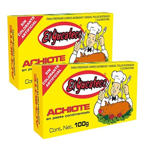 El Yucateco Achiote en Pasta Condimentada – 100 g | Sazonador Tradicional Mexicano para Carnes, Tacos y Guisos - Pack Laborawi (2 x 100g)