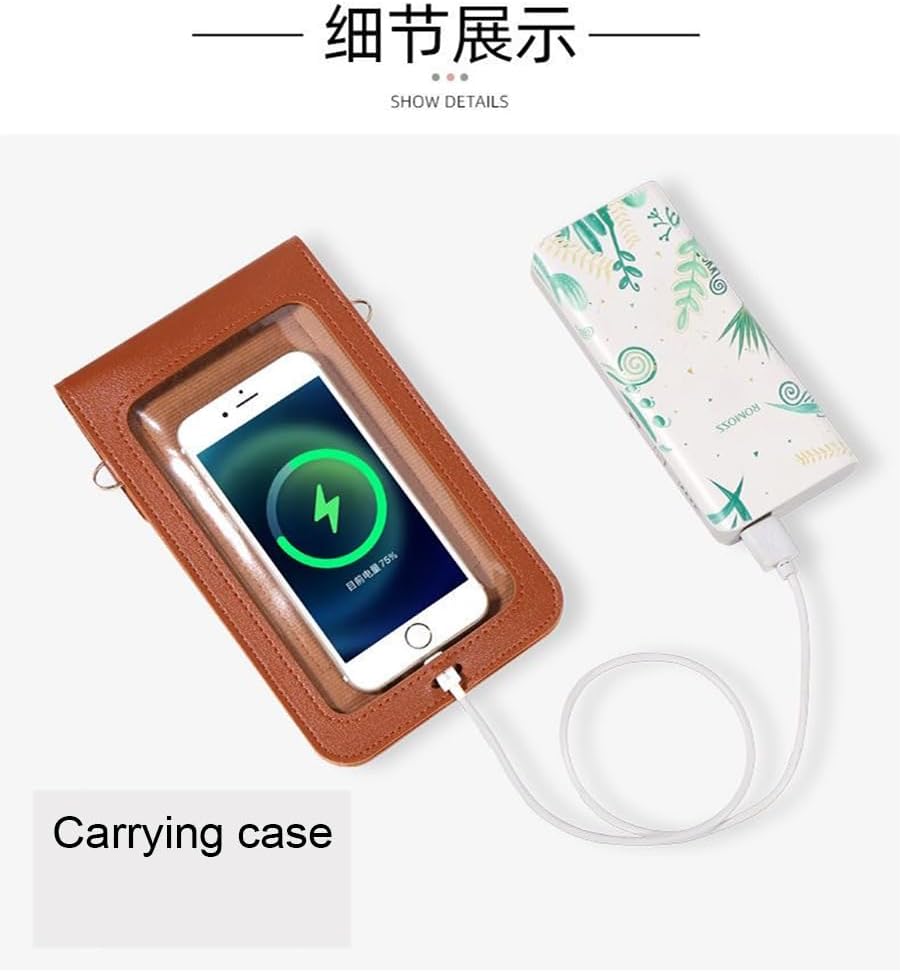 FanTEK Travel Cell Phone Case Belt Pouch, Leather Phone Holster Crossbody Bag with Shoulder Strap for Phone Case Holder, Brown