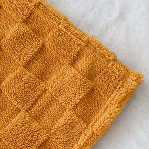 Homritar 3D Gingham Fleece Baby Blanket For Girls Boys Chessboard Grid Warmer Comfort Reversible Shaggy Cozy Decor For Home Bed Blanket For Toddlers 30 X 40 Inches Mustard Yellow #TOP3