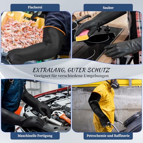 Handschuhe Säurefest Lang,Chemikalien Schutz Handschuhe Säure und Alkalibeständigkeit handschuhe,Chemie Handschuhe, 22inch/55cm-Schwarz