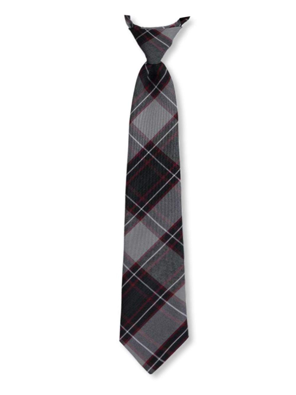 Cookie's Adjustable Banded Necktie with Clip - gray/burgundy/green *plaid