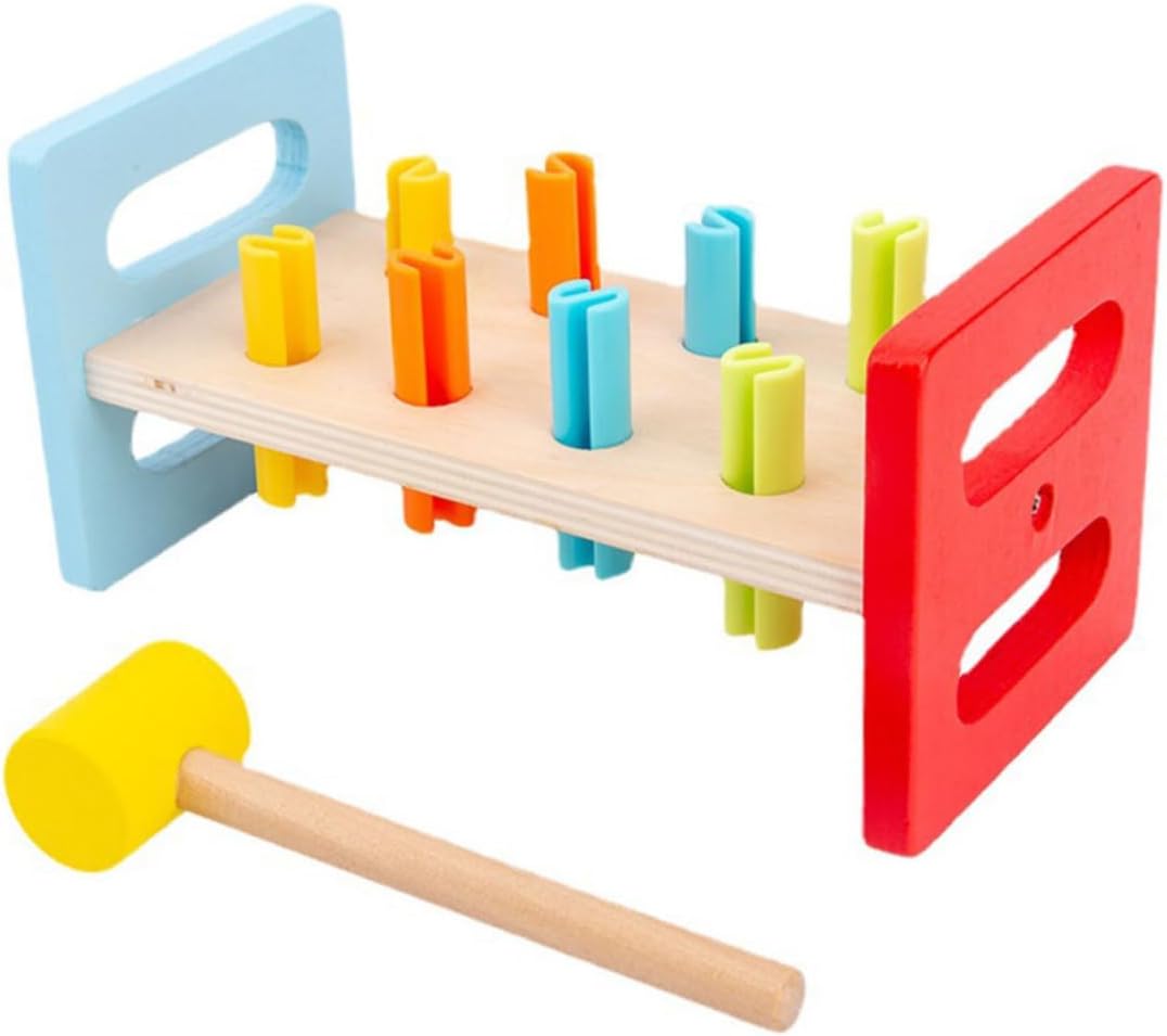 2Pcs Hammer Whacking for Interactive Pounding Bench with Mallet Construction Motor Skill Development Educational Cognitive Play