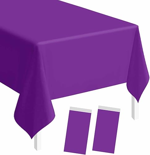 Miniatura 14 de SietDESEO Paquete de 2 manteles de plástico color rojo de 54 x 108 pulgadas, desechables de alta calidad para mesa rectangular, para bodas, baby