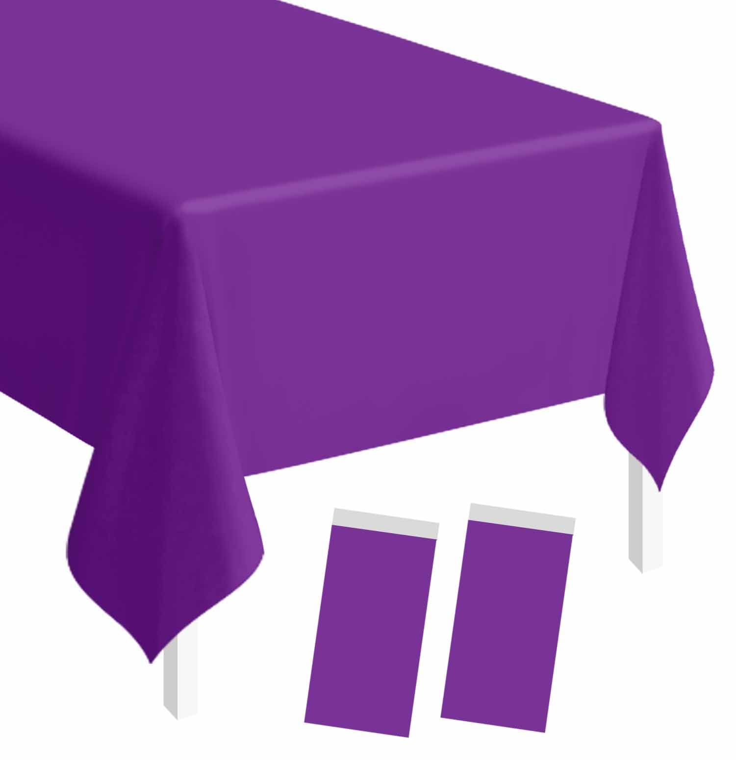 SietDESEO 2 Pack Purple Plastic Tablecloth Rectangle 54 x 108 Premium Disposable Table Cloth Plastic Purple Table Cover for Wedding Baby Shower Party Decorations
