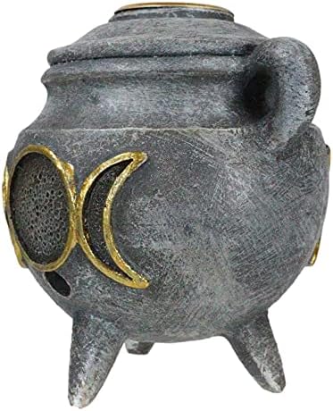 Miniatura 7 de Ebros Gift Witchcraft Wicca Sagrada Triple Luna Femenina Símbolo de Diosa Caldero Cono de Incienso Reflujo Titular Estatuilla de Halloween Oculto