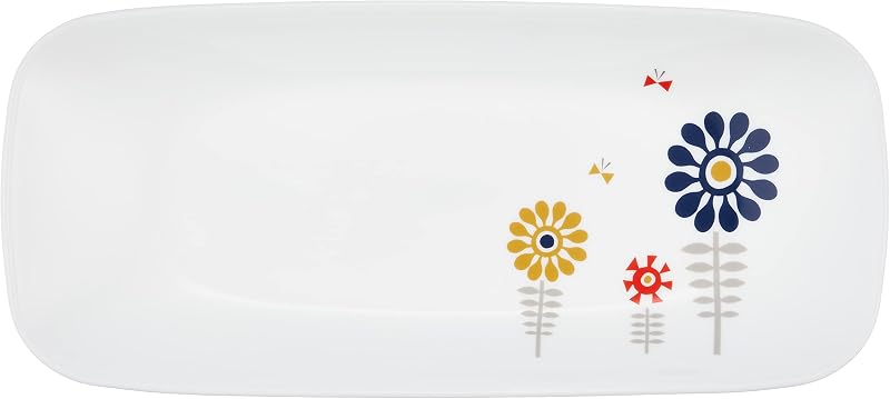 Corelle J2210-KJKA CP-9186 Square Long Plate, Plate, Crack-Resistant, Lightweight, Microwave Safe, Oven Safe, Dishwasher Safe, Cayu Kukka