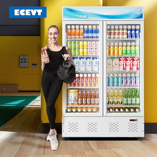 40 Cu.ft Commercial Beverage Refrigerators Glass Door Refrigerator Commercial Cooler with LED Light and 10 Shelves, Display Refrigerator for Restaurant Store Cafe Bar, White - Image 3
