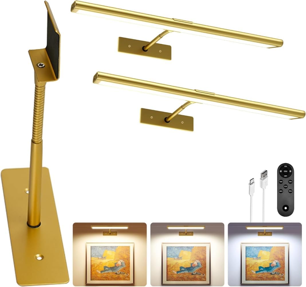 EZVALO 2Pack 16in Gold Picture Light+Bracket Bundle Sales