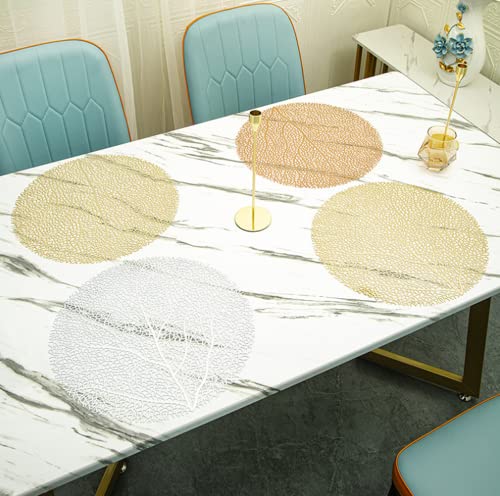 Round Gold Placemats, 6 Pack Decorative Placemats Round Placemat PVC Placemats Hollow Table Place Mats Washable for Dining Table (Gold) - Image 4
