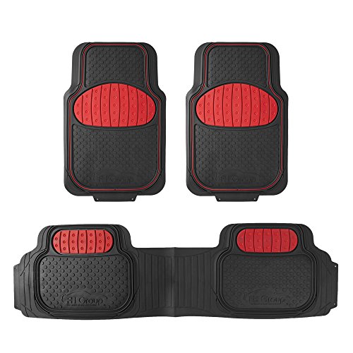 FH Group Car Floor Mats - Heavy-Duty Rubber Floor Mats for Cars, Universal Fit Full Set, Trimmable Automotive Floor Mats, Climaproof Floor Mats for Most Sedan, SUV, Truck Floor Mats Red by FH Group - Used condition - US$28.13