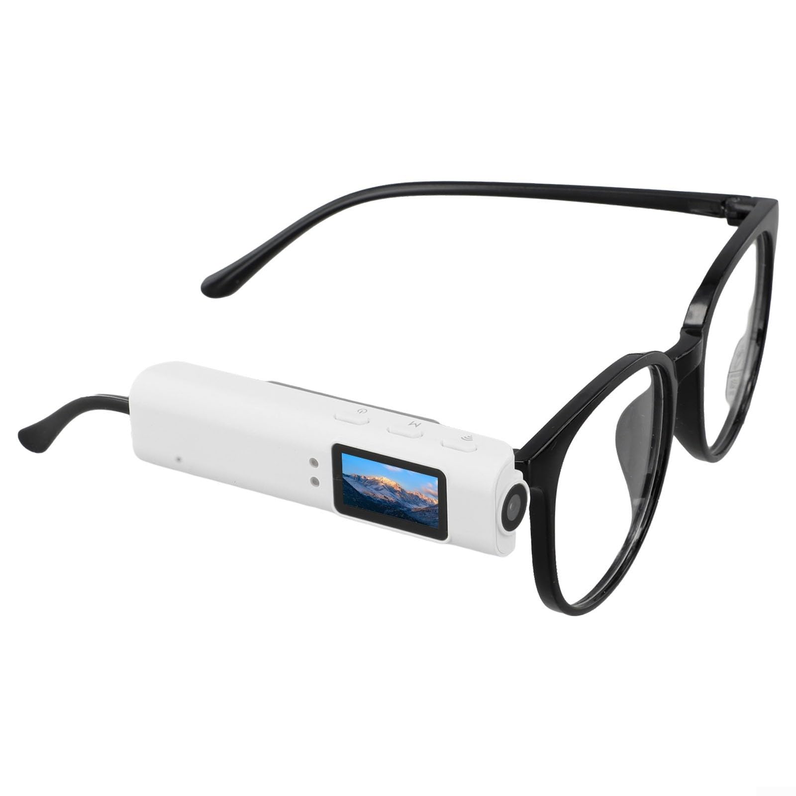 Occhiali indossabili con videocamera 2K con grandangolo a 110°, registrazione in loop, batteria da 250 mAh, design compatto per sport all'aria aperta e viaggi (bianco)