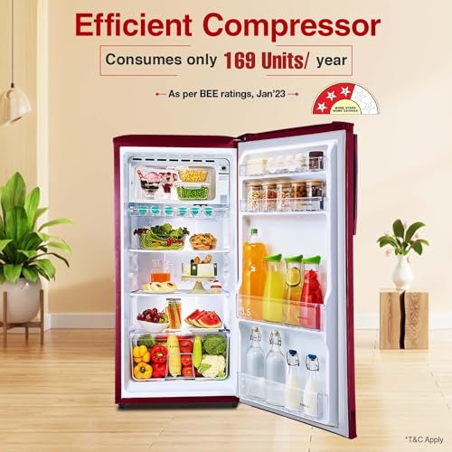 Image of Godrej 180 L 3 Star Turbo Cooling Technology, With 24 Days Farm Freshness Direct Cool Single Door Refrigerator(2023 Model, RD EDGENEO 207C THF BH WN, Blush Wine)