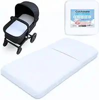 Colchonete Carrinho Moisés Bebê Universal Berço Ninho Colchão Macio Enxoval c/Capa Removível Marca PEGWEB (Branco)
