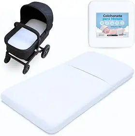 Colchonete Carrinho Moisés Bebê Universal Berço Ninho Colchão Macio Enxoval c/Capa Removível Marca PEGWEB (Branco)