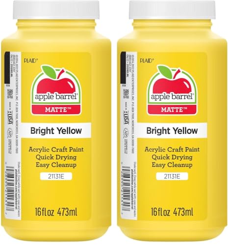 Image of Apple Barrel Acrylic Paint in Assorted Colors, 21131 Bright Yellow (16 Ounce) (Pack of 2)