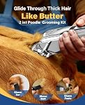 oneisall Dog Grooming Kit for Thick Hair with Stainless Steel Blade | Powerful Motor & Blade, IPX7 Waterproof, Low Noise, Cordless & Long Battery Life, Paw Trimmer+6 Guide Combs 3-18mm