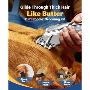 oneisall Dog Grooming Kit for Heavy Thick HairCoatsLow Noise Rechargeable Cordless Pet Shaver with Stainless Steel Blade and Dog Paw TrimmerWaterproof Dog Shaver for Dogs Pets Animals