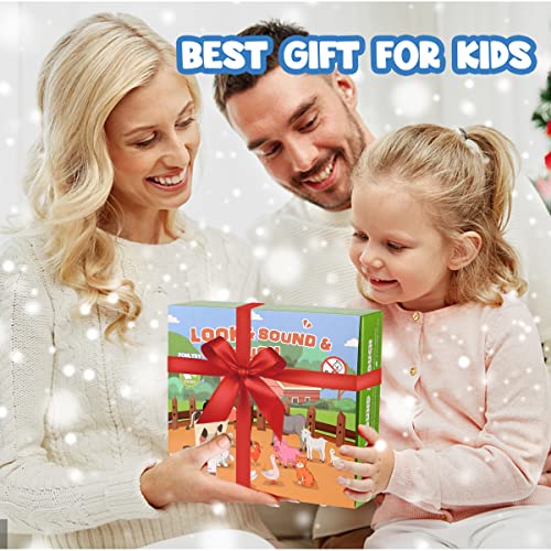 Domniu Farm Animals Figures Toys With 10 Realistic Plastic Animal Figurines & Kids Sound Book, Educational Learning Toys Gift For 3 Years Old & Up Toddlers Kids Boys Girls #TOP6