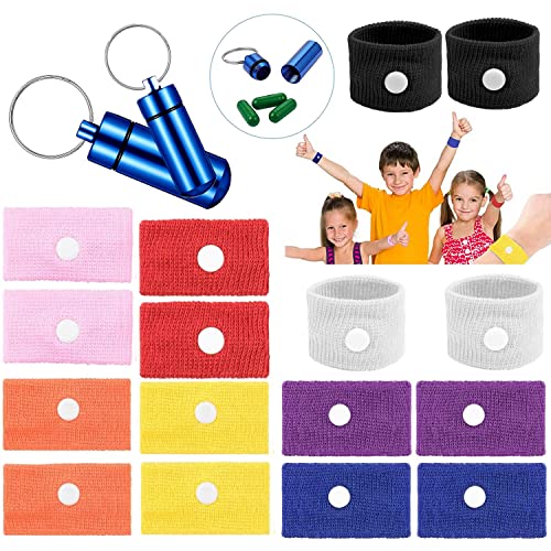 JSQJ Bracelet Anti Nausée 8 Paires Bandes sans effets secondaires pour enfants et adultes, mal de voiture, Mal de mer, grossesses et de voyage, avec 2 Boîte à Pilules Mini