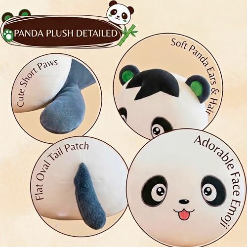Image of Tickles Panda Soft Stuffed Plush Animal Bolster Pillow Cushion for Sofa Boys & Girls Birthday Gift (Size: 60 cm Color: Black & White)