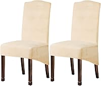 Vista 22 de Fundas de terciopelo para sillas de comedor XL de felpa, fundas elásticas para sillas altas, fundas protectoras de elastano con banda elástica