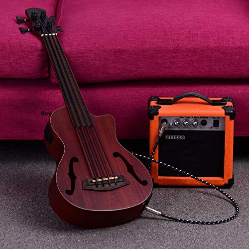 Image of 30 Inch Cutaway U-Bass UBass Wooden Electric Acoustic Bass Ukulele Ukelele Built-in EQ Tuner with F Sound Holes