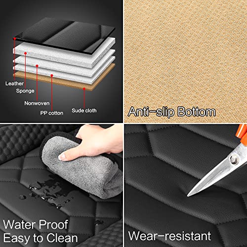 Image of HAIYAOTIMES Leather Car Seat Covers Full Set, Waterproof Leatherette Automotive Vehicle Cushion Cover with Non-Slip Bottom, Universal Fit for Most Cars, sedans, Vans, SUVs, Black
