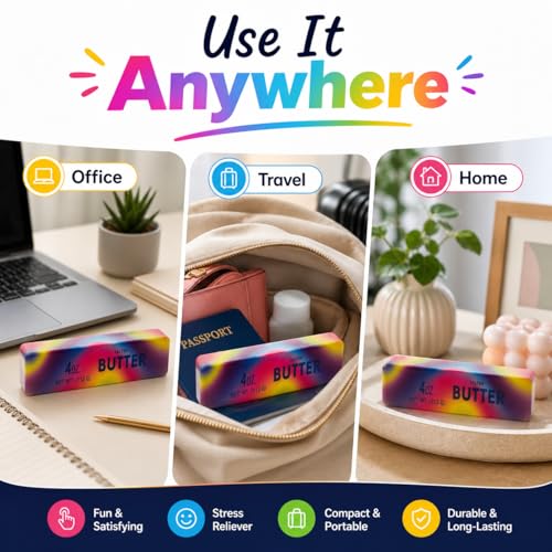 Image of Rainbow Butter Squishy Toys Set of 1, Cute Butter Squishy Toy, Soft Slow Rising Squeeze Toys for Stress Relief, Sensory Fidget Toys for Desk, Office, Party Favors, Gift Basket Stuffers