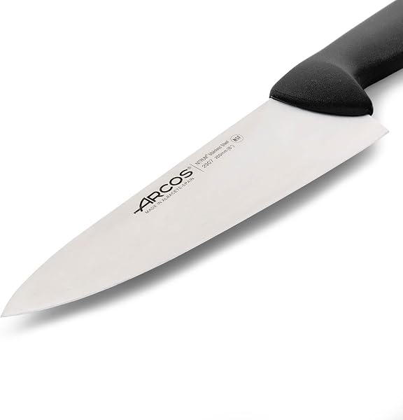 Arcos Cuchillo Chef con Hoja Acero Inoxidable Nitrum 200 mm. Cuchillo Cocina Profesional multipropósito. Mango ergonómico Polipropileno. Serie 2900. Color Negro. - 3