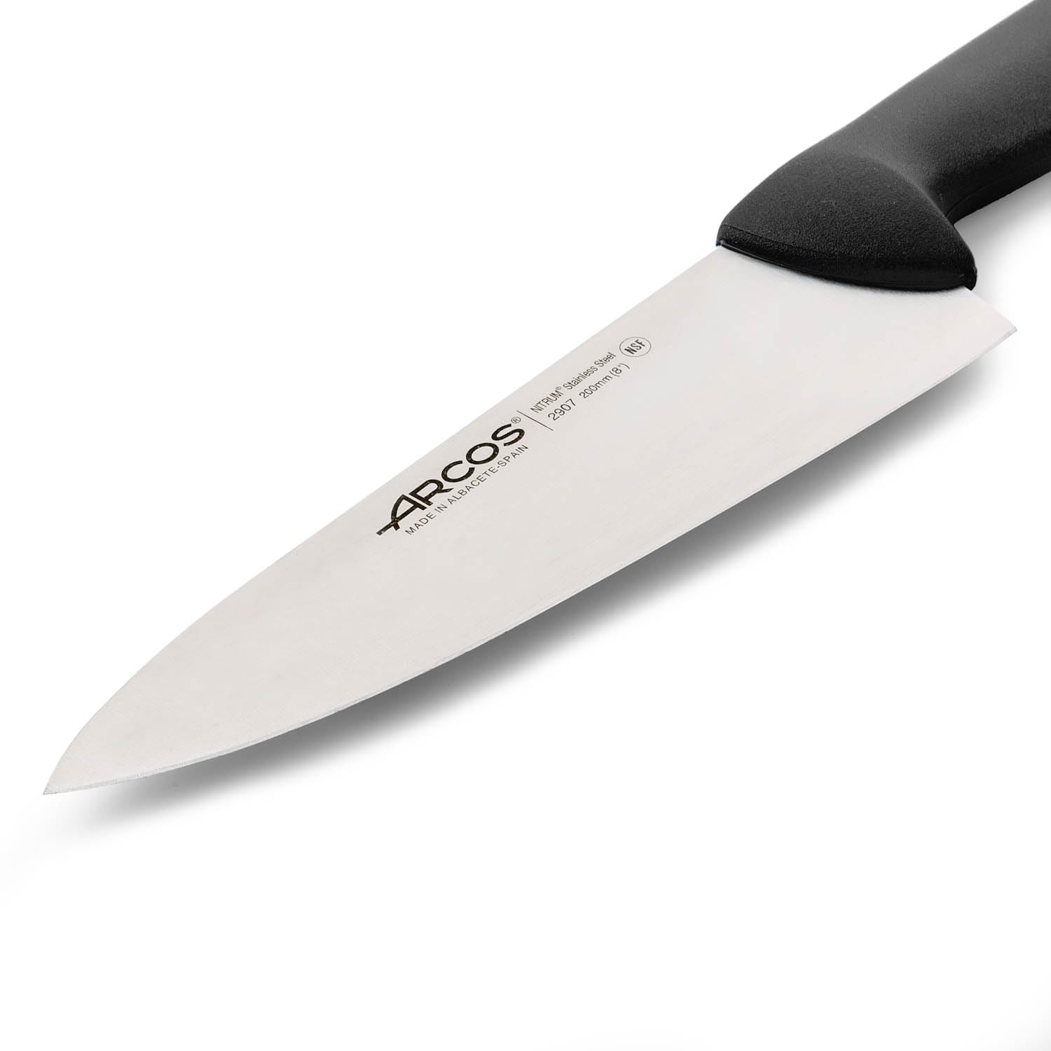 Arcos Cuchillo Chef con Hoja Acero Inoxidable Nitrum 200 mm. Cuchillo Cocina Profesional multipropósito. Mango ergonómico Polipropileno. Serie 2900. Color Negro. — view 3