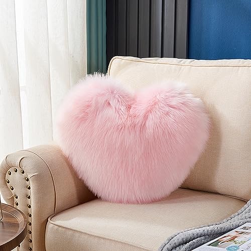 Wekvgz Heart Pillow, 17.72x15.75in Soft Pink Heart Shaped Pillow, Heart Plush Cushion, Love Coquette Room Decor, Throw Pillows for Gifts, Bedroom Kids Living Room and Sofa